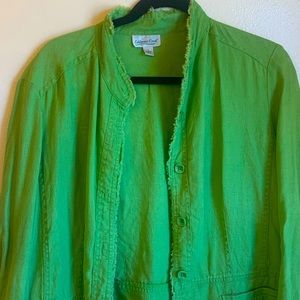 Green Linen Jacket Large Coldwater Creak